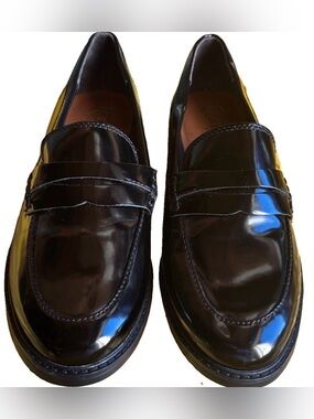 NWOB Franco Sarto Alora Black Patent Leather Penny Loafers Women’s Size 8.5 M
